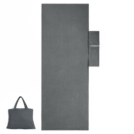 Brentfords Beach Towel with Pockets, Microfibre Beach Towel in a Bag Beach Bed Towels Lounger Accessories Swimming Pool Quick Dry Travel Towel Summer Holiday Essentials, Charcoal Grey 215x75cm