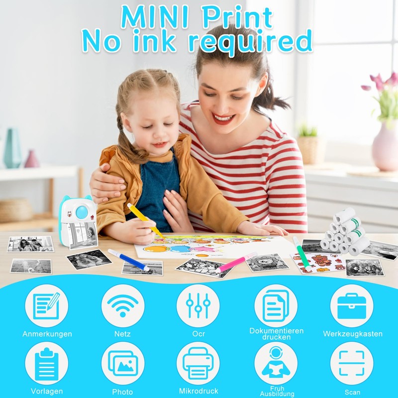 XINGGANG Mini Printer, Mobile Photo Printer, Portable Mini Photo Printer,