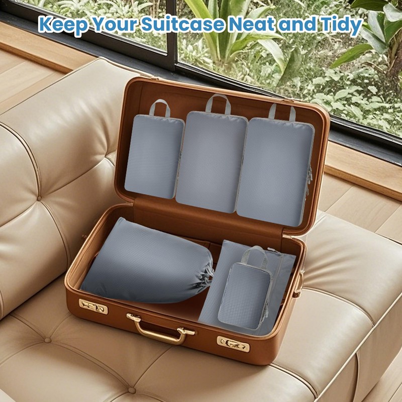 MEUVO Compression Packing Cubes for Suitcases – 4 Pack Suitcase