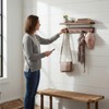 MATOOYA Shelf with Hooks, Solid Wood Bedroom Shelves for Wall,
