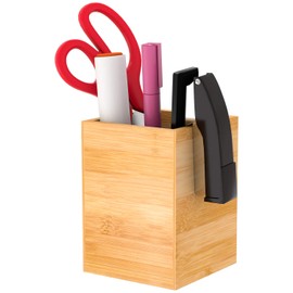 ZRI Bamboo Wooden Pen Box for Office School 9.5 x 9.5 x 12.7 cm