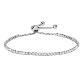 HESSAWELL Bracelets for Womens Silver Plated Diamond Zirconia Tennis Bracelet for Women Fashion Jewelry