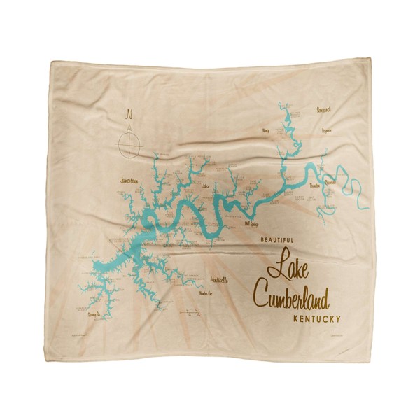 Art of Place Lake Cumberland Kentucky Map Ultra Fleece Bed