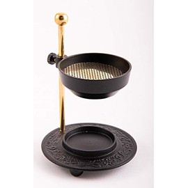 BERK *Kunari czarny złoty* palnik do kadzidełek kadzidłowych - naczynie do kadzidełek z mosiądzu/podgrzewacz z regulacją wysokości