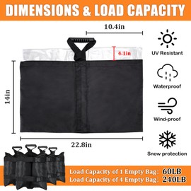 Esmorah Extra Large 240 LBS Canopy Weights Sand Bags Set of 4, 1680D Heavy Duty Plus Size Gazebo Sandbags with Inner Plastic Bag for Outdoor Tent, Patio Umbrella, Sun Shelter, Pop up Pergola Legs