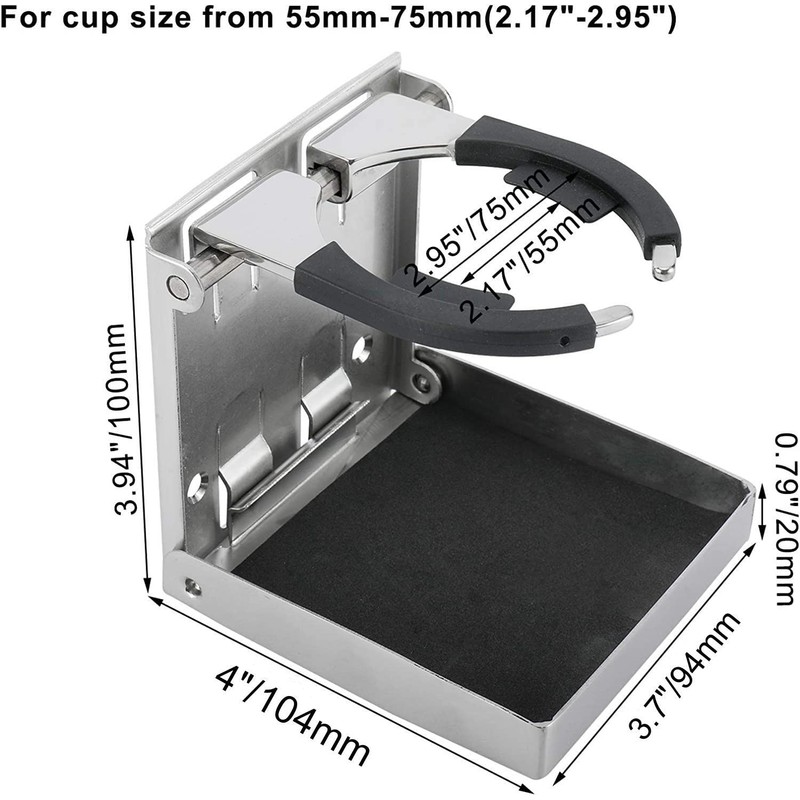 YaeMarine 4-Pack Stainless Steel Adjustable Folding Drink Holder Cup Holder