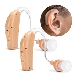 MSA 30X Behind the Ear Sound Amplifier, Amplifies Sound by 30 Times, Lightweight, Virtually Invisible, Comfortable, Adjustable Volume, Fast Charging, Nude, 2ct