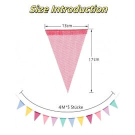 luvilly12 Pack Pennant Banner Flags, Imitated Linen Bunting Banner Multicolor Fabric Triangle, Pennant Flags，Decorative Flag for Party Decoration/Festival Events