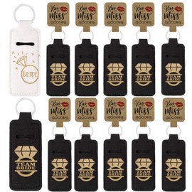 Bachelorette Party Favors, 12pcs Lip Balm Chapstick Holder Key Chain for Bride Squad Bridal Shower Accessories, Lip Gloss Sleeve Pouch Lipstick Bag Hangover Kit Bridesmaid Proposal Fall Wedding Gifts