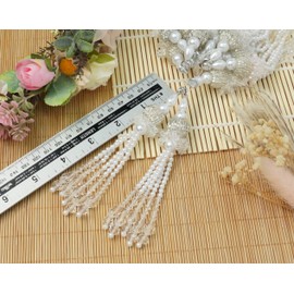 Feathers Creation Ltd Sew on Tassels Garland for Curtain Edge Blouse Latkan Wedding Dress Tassel Sold per Pair 5 inch Inch Long (Silver)