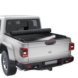 Soft Roll Up 6.8FT（81.6in） Truck Bed Tonneau Cover Compatible with 2020-2022 Jeep Gladiator JT 5 FT，Truck Bed Cover for Models with or Without The Deckrail System