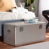 French Industrial Silver Metal Storage Trunk Aluminum