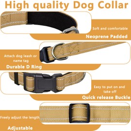 Seyezo Refective Dog Collar, Soft Neoprene Padded Pet Collar for Small, Medium, Large Dogs, Adjustable Puppy Collars with Quick Release Buckle, Safe Breathable Nylon Dog Collars for Puppies(Brown,XS)