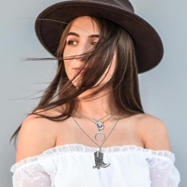 RechicGu Layered Boho Western Cowgirl Necklace For Women Bull Head Moon Crescent Cowboy Boot Charm Pendant Western Necklace Jewelry For Country Concert Outfits,Vintage Silver