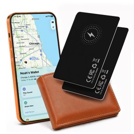 Wallet Tracker Card 2 Pack, Works with Apple Find My (iOS Only), Rechargeable Bluetooth Anti-Loss Item Locator for Wallet, Passport, Luggage, Bags and Personal Items