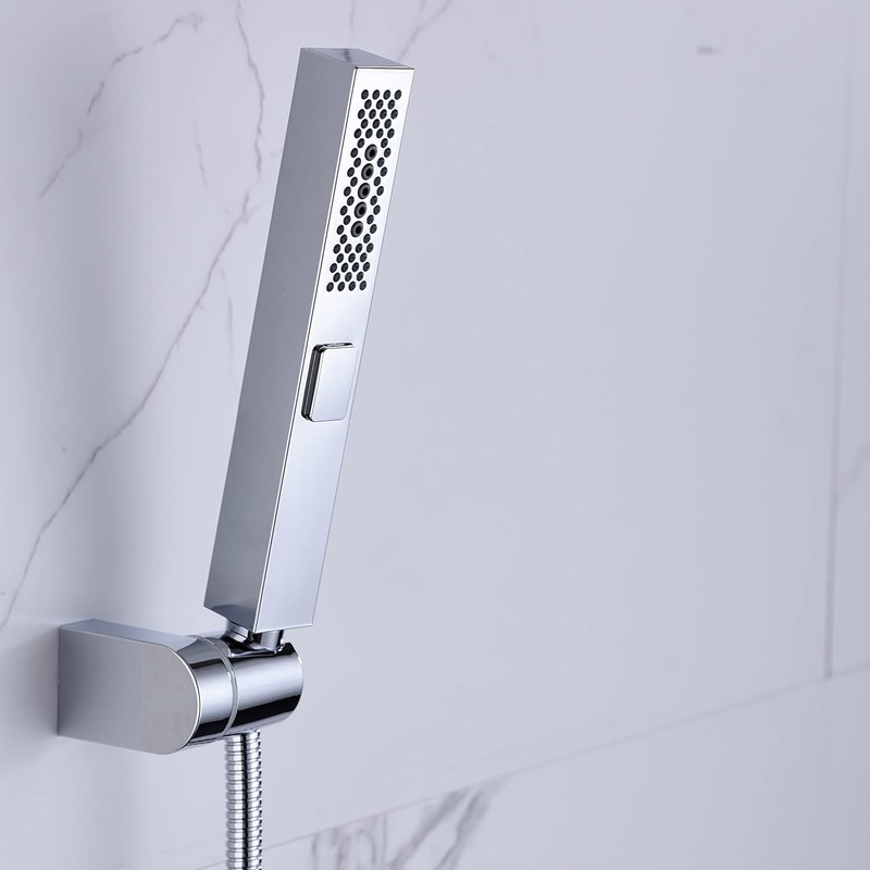 D-Soundwell Shower Head,White/Black,ABS Material,Bathroom 3 Function Square Shower Head with