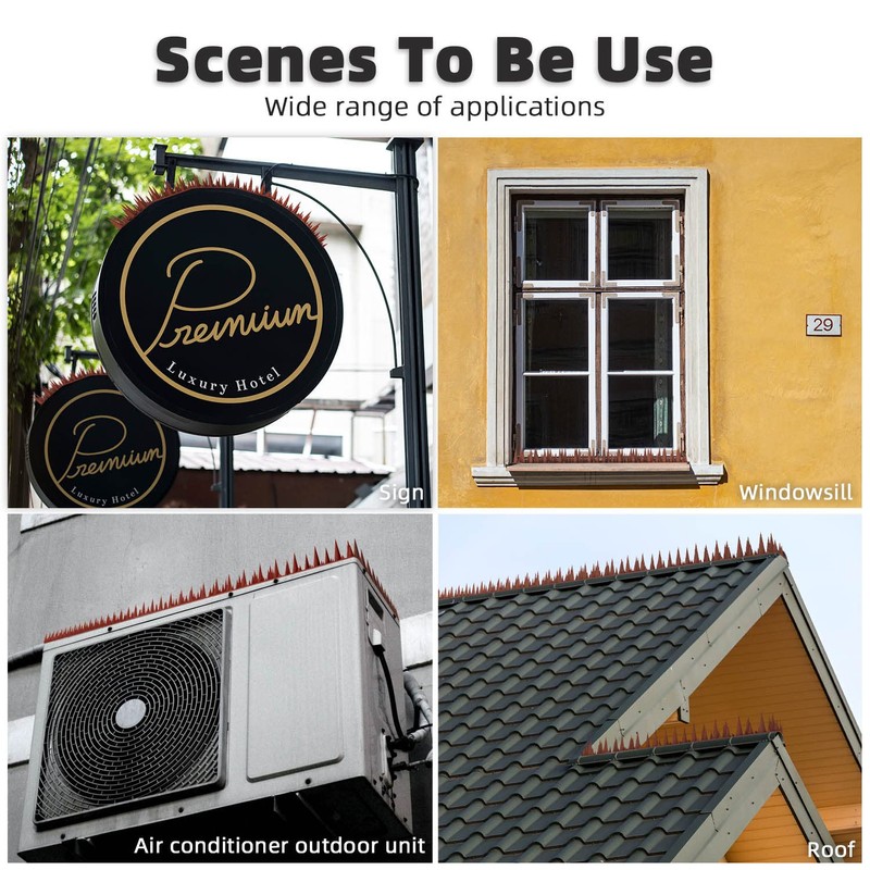 Bird Spike Strips for Outdoor Surfaces with Adhesive Strips (4,