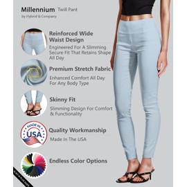 Hybrid & Company Super Comfy Stretch with Full Elastic Waist Pull On Millennium Twill Pant KP44972 Powder BLU M