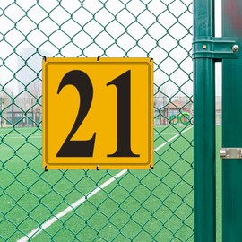 i-CowFun Premium Aluminum Number Signs 21, Metal 12" X 12" Yellow Numbered Signs Outdoor for Parking Lots, Floor, Dock, Court, Aisle, Field, High Visibility, No Fade, Weather-resistant