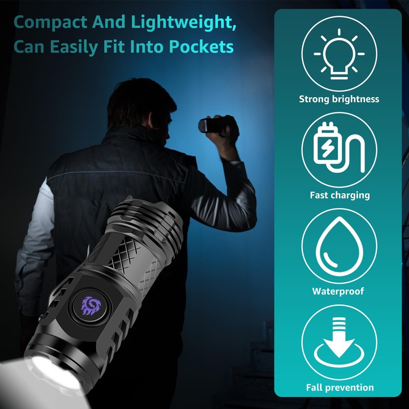 2Pcs German Three-Eyed Monster Mini Flashlight, Super Power Thumb Light