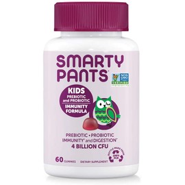 SmartyPants Kids Probiotic Immunity Formula Daily Gummy Vitamins: Probiotics & Prebiotics Boosting Immunity & Digestive Support*, Vegan, 4 bil CFU, Grape, 60 Count (30 Day Supply)Packaging May Vary