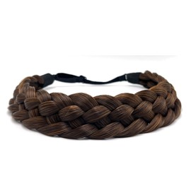TOECWEGR 5 Strands Synthetic Hair Braided Headband Hairpiece Classic Chunky Wide Plaited Braids ElasticMulti-Color Headband Ladies Beauty Headwear