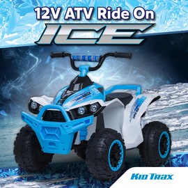 Kid Trax 12V ATV for Boys and Girl Toys - Toddler Ride On ATV, Kids' Electric Vehicle, ATV Quad Car Toy w/ 2 Speed, Led Headlights, Four Wheelers Ride On Toy, Max Weight 77 lb, Ages 3-8, ICE Blue
