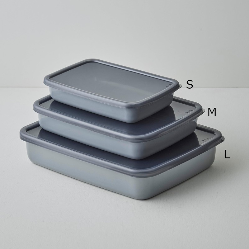Noda Horo White Series Storage Container, Rectangle, Shallow Type, S,