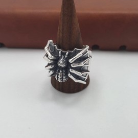 OIDIMS Punk Men's Spider Rings for Men Women 3D Statement Gothic Hip Pop Biker Finger Jewelry Adjustable Open Ring Cool Animal Silver Plated Dominant Style Gifts for Bff