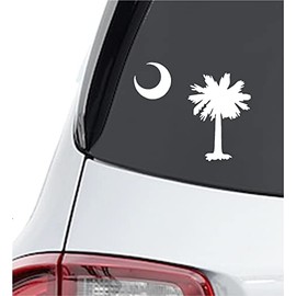 PALMETTO TREE MOON SC FLAG White Decal Sticker Die-cut White Decal Sticker by BOSTON STICKS