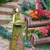 Fairy Garden Statue with Bird Feeder Lawn Resin Ornaments Garden