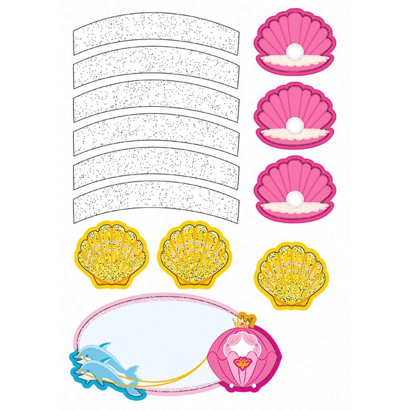 Ursus 9880013F Mermaid Decoration Set, 4 Sheets of Craft Cardboard,