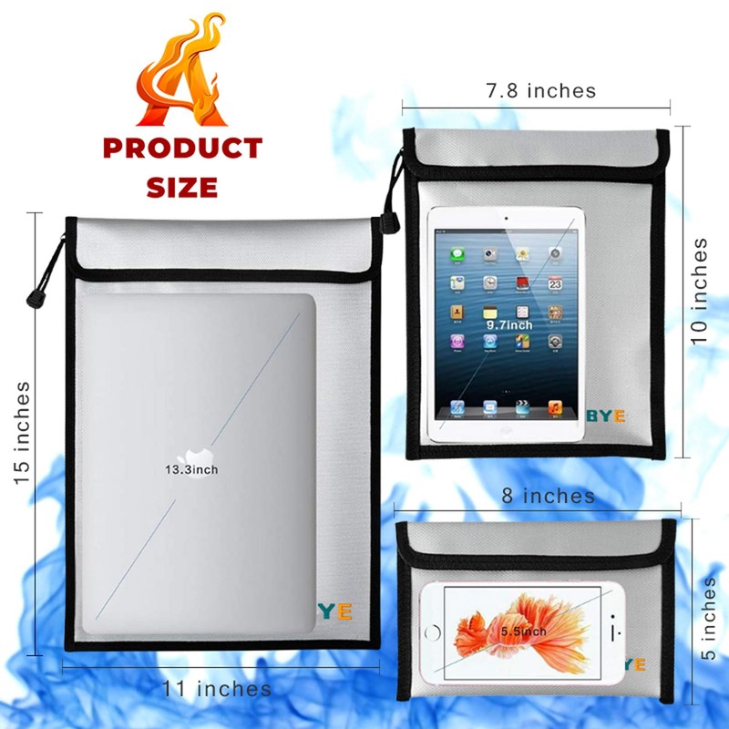 Upgraded Fireproof Waterproof Document Bag - 3 Pack Safe Money