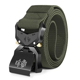 Leskyair Men Tactical Belt, Work Belts for Men Military Hiking Heavy Duty Belt 1.5 Inch, Nylon Webbing Tool Belt with Quick Release Metal Buckle