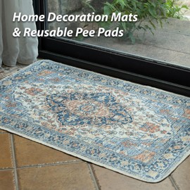 nunubaby 4PACK Washable Pee Pads for Dogs, Stylish, Non-Slip and Leak-Proof Pee Pads. Reusable Potty Pads for Dogs for Crates and Floors.(Beige/Multi, 18" x24" )