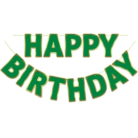 LITAUS, Green Happy Birthday Banner - Pre-Strung, 9 ft, No DIY | Birthday Decorations | Happy Birthday Sign for Birthday Decor, Backdrop | Birthday Banner for Women, Men, Kids