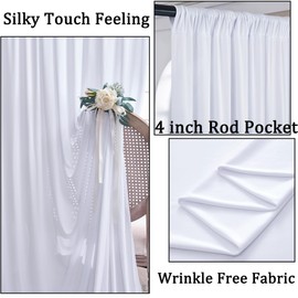 30ft x 10ft Wrinkle Free White Backdrop Curtain for Parties, Thick Fabric Photo Backdrop Drapes 6 Panels 5x10ft for Wedding Birthday Party Photography Background Baby Shower