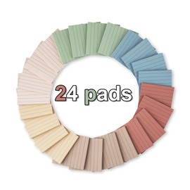 (24 Pads) Lined Sticky Notes 3x3 in Ruled Stickies Super Sticking Power Memo Pads Vintage Colors