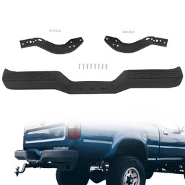 labwork Black Primed Steel Rear Step Bumper with Mounting Brackets Replacement for Toyota Pickup DLX 1989-1995 with Deluxe Level Trim 002283591201-PFM