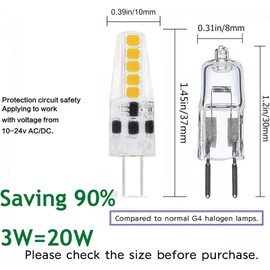 DOPKUSS G4 LED Bulb Bi-Pin Base AC 12V 24V G4 LED Bulb 2W 20W Halogen Replacement 2700K Warm White Dustproof Shockproof (G4 Led Light Bulb 2700K 10leds)