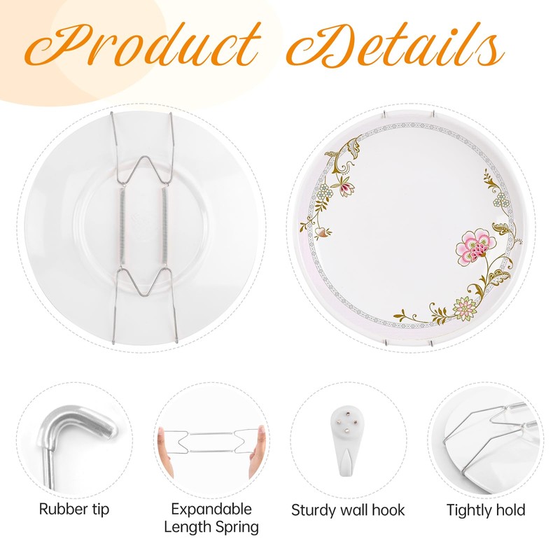 Plate Hangers for Wall for 10-14 inch, 5 Pack, Silver