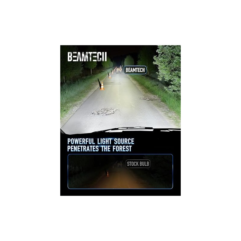 BEAMTECH H13 Bulbs, 900% Brighter Canbus Ready Light or Fog