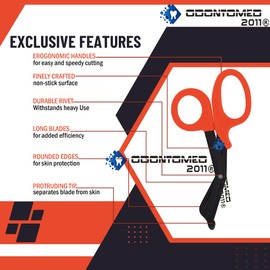 OdontoMed2011 3 Pieces Fluoride Coated Blade Utility Scissors 7.25" EMT Paramedic Nurse Scissor Bandage Doctor (Orange + Purple + Pink) 7 1/4" Emt Utility Shears Scissors