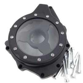AfterMokit Replacement See Through Engine Stator Generator Cover for Suzuki GSX1300R Hayabusa 1999-2019 Black Crankcase Cover with Engraved Black Kanji
