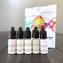 Solar Color Dust, Solar Drops - White to Rainbow 5pk, 10ml Dropper Bottles in Magenta, Orange, Yellow, Blue and Purple
