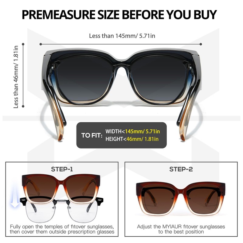 Myiaur Fit Over Glasses Sunglasses for Women, Trendy Oversized Polarized