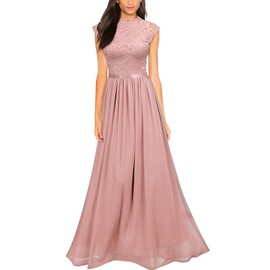 Miusol Women's Formal Sleeveless Floral Lace Bridesmaid Party Maxi Dress (Medium, Pink)
