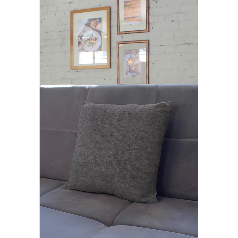 Encasa Homes Chenille Cushion Covers, Set of 2, Grey, 50