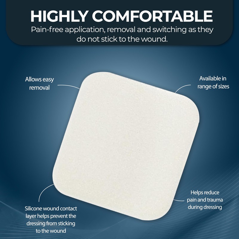 MED PRIDE Foam Dressings for Wounds 4x4in Sterile Non-Adhesive Pads