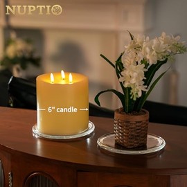 Nuptio Plato de Cristal para Velas de Pilar: 17.5cm Transparente Plato Grande para Vela - Plato Redondo para Velas para Aperitivos joyería baño Comedor y Centro de Mesa decoración